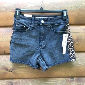 Black Tinseltown cheetah print jean shorts NWT